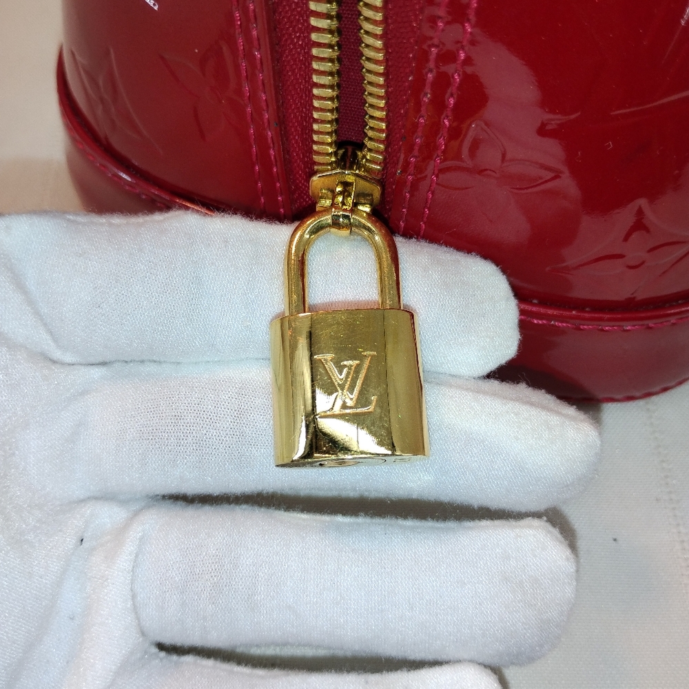 LOUIS VUITTON Vernis Red Patent Leather Alma PM Handbag COA - Picture 8 of 16